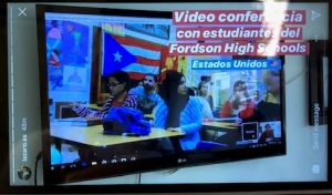 Class shown in video screen.